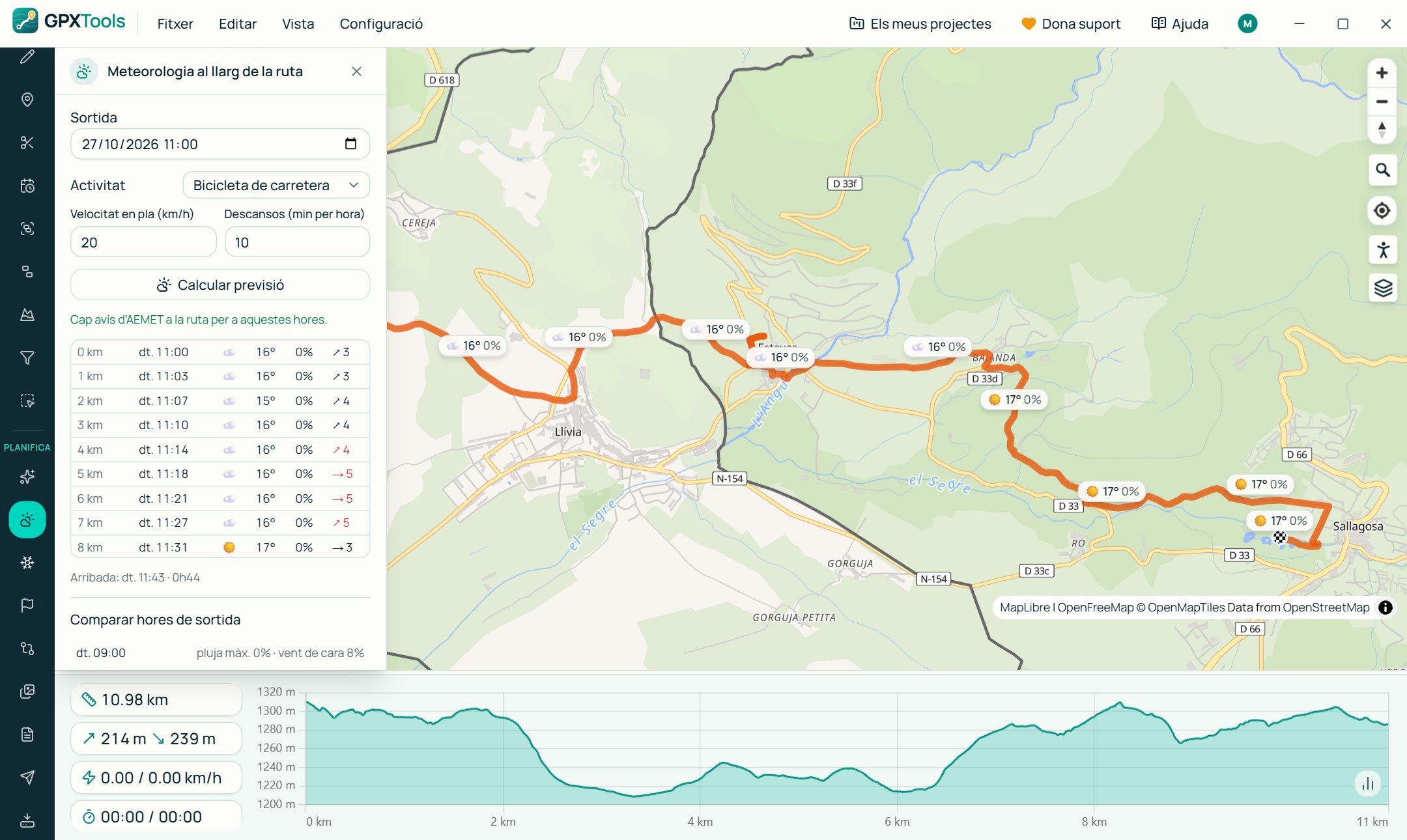 Weather along the route